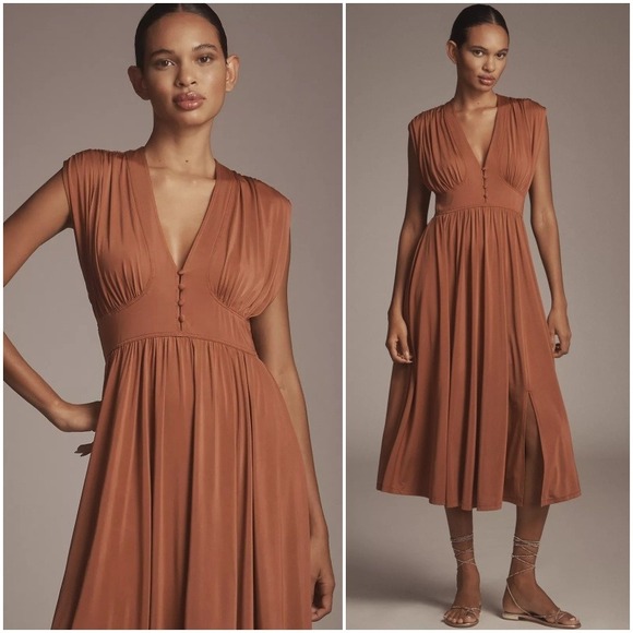 Anthropologie Dresses & Skirts - Anthropologie Goddess Midi Dress Size Medium Rust Orange Empire Waist New NWT